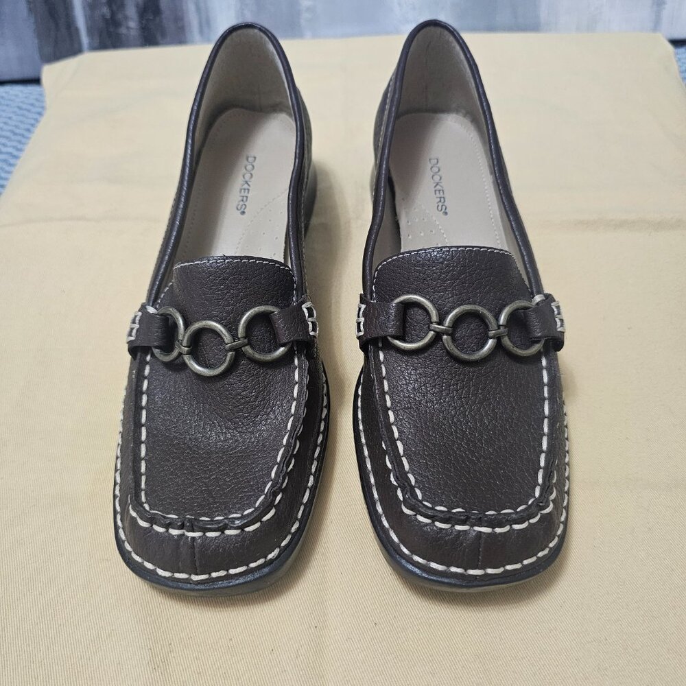 NWOT Dockers Women's Brown Tumbled Leather Horsebit Loafers - Size 6 - Picture 3 of 5